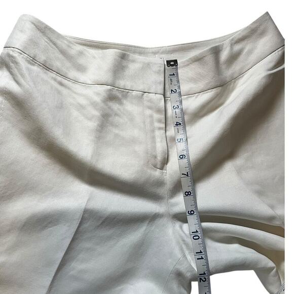 ANN TAYLOR LOFT White Cleane Wide Leg Pants Linen Blend Size 10 Petites Luxury - Picture 8 of 12